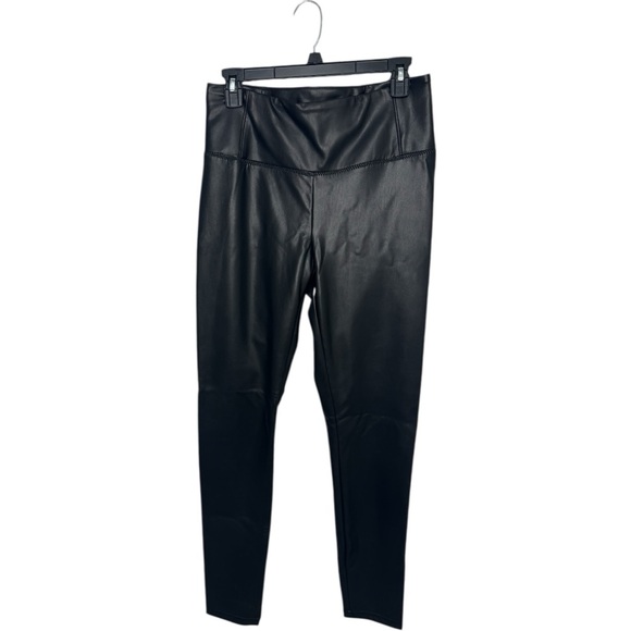 Rachel Zoe Edgy Faux Leather Stretch City Leggings Tummy Control Size 4 Black - Picture 2 of 7